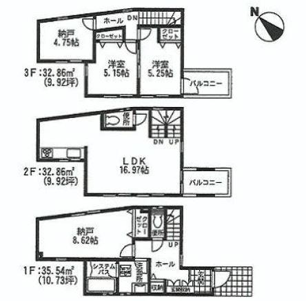 Floor plan. (4 Building), Price 36,800,000 yen, 2LDK+2S, Land area 66.09 sq m , Building area 101.26 sq m