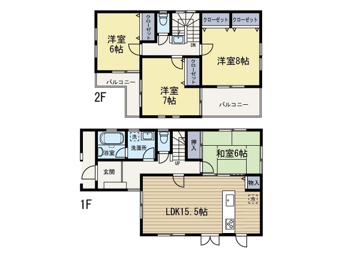 Floor plan. 37,800,000 yen, 4LDK, Land area 126.25 sq m , Building area 105.99 sq m total floor area of 105.99 sq m It is the comfort 4LDK is also good per sun ☆