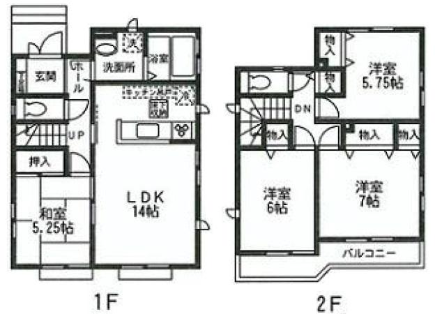 Floor plan. (M Building), Price 30,800,000 yen, 4LDK, Land area 125.02 sq m , Building area 93.56 sq m