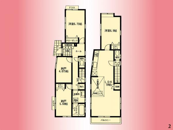 Floor plan. 43,800,000 yen, 2LDK+2S, Land area 111.69 sq m , Building area 100.39 sq m
