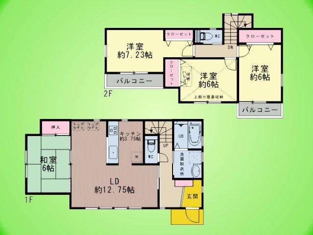 Floor plan. (8 Building), Price 33,960,000 yen, 4LDK, Land area 125.56 sq m , Building area 100.19 sq m