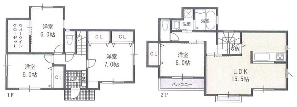 Floor plan. (H Building), Price 36,800,000 yen, 4LDK, Land area 134.87 sq m , Building area 103.09 sq m