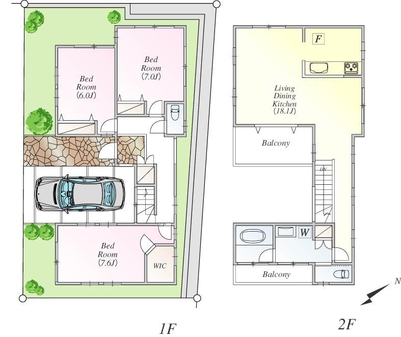 Other building plan example. Building plan example (No. 3 locations) Building Price 15.8 million yen, Building area 97.71 sq m Body price only. The option price, Subject to change. 