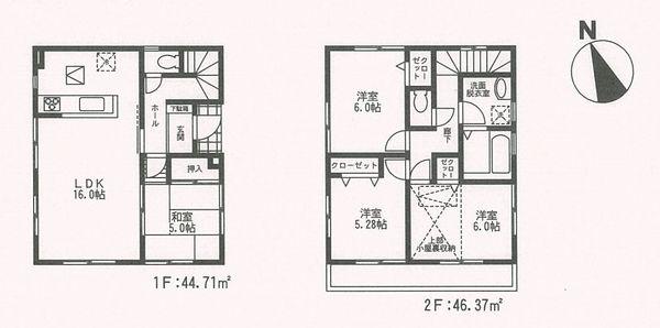 Floor plan. (1 Building), Price 38,800,000 yen, 4LDK, Land area 85.76 sq m , Building area 91.08 sq m