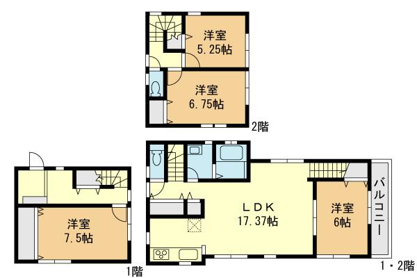 Floor plan. (D Building), Price 34,800,000 yen, 4LDK, Land area 158.36 sq m , Building area 107.21 sq m