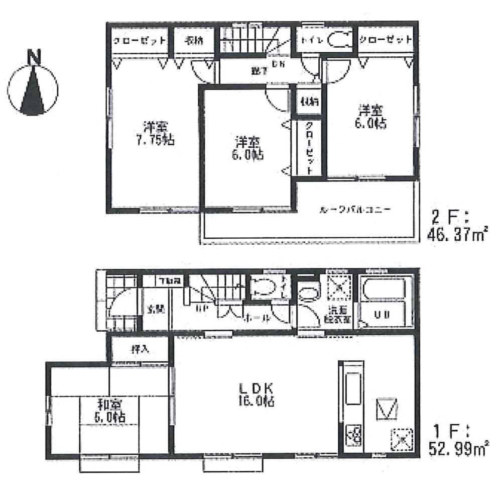 Floor plan. 35,800,000 yen, 4LDK, Land area 155.44 sq m , Building area 99.36 sq m