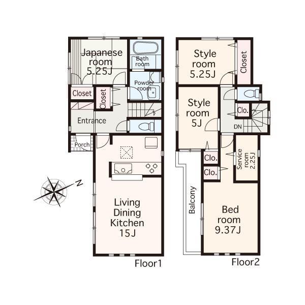 Floor plan. 37.5 million yen, 3LDK+S, Land area 108.69 sq m , Building area 97.4 sq m