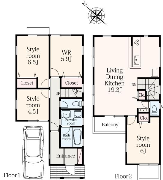 Floor plan. (E), Price 37 million yen, 3LDK+S, Land area 92 sq m , Building area 98.12 sq m