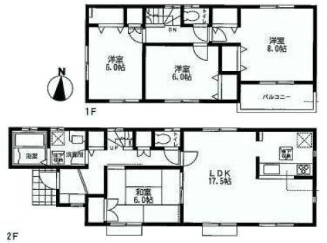 Floor plan. (1 Building), Price 39,800,000 yen, 4LDK, Land area 160.5 sq m , Building area 105.16 sq m