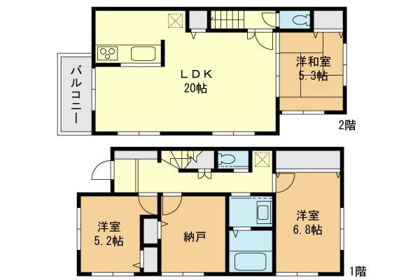 Floor plan. (B Building), Price 37,800,000 yen, 3LDK+S, Land area 103.7 sq m , Building area 97.51 sq m