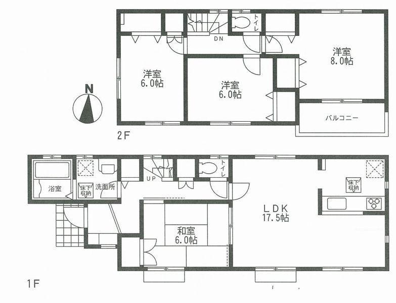 Floor plan. (1 Building), Price 39,800,000 yen, 4LDK, Land area 160.5 sq m , Building area 105.16 sq m