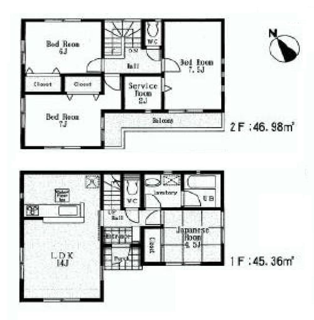 Floor plan. 37,800,000 yen, 4LDK + S (storeroom), Land area 124.14 sq m , Building area 92.34 sq m