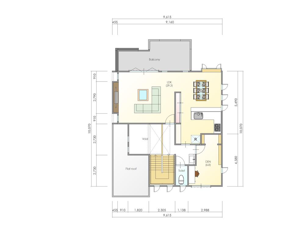Building plan example (floor plan). Building plan example (B compartment 2F)