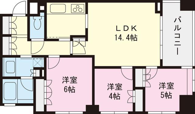 Floor plan. 3LDK, Price 35,800,000 yen, Occupied area 66.03 sq m , Balcony area 7.22 sq m
