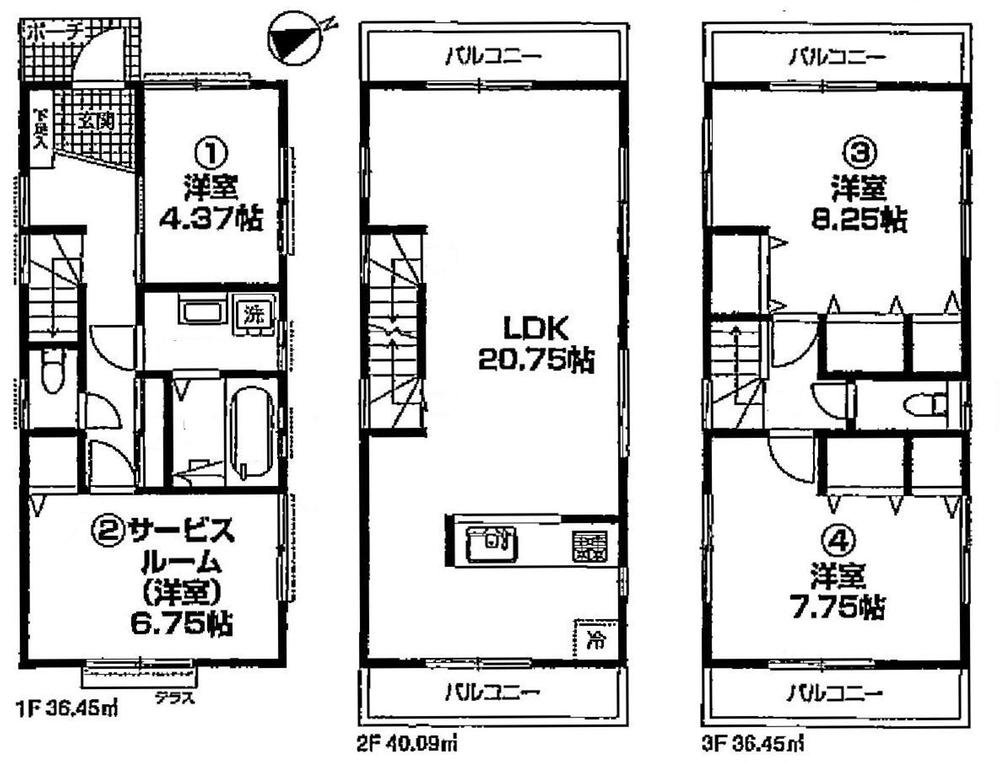 Floor plan. 43,800,000 yen, 3LDK + S (storeroom), Land area 77.52 sq m , Building area 112.99 sq m