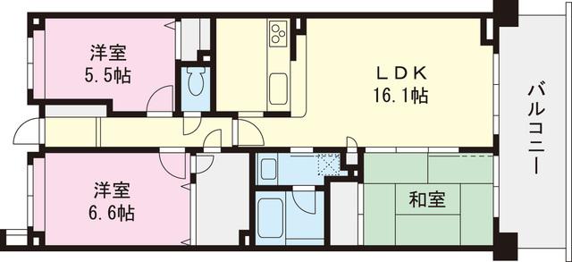 Floor plan. 3LDK, Price 37,900,000 yen, Occupied area 76.56 sq m , Balcony area 11.9 sq m