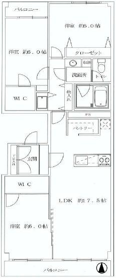 Floor plan. 3LDK, Price 31,800,000 yen, Occupied area 87.82 sq m , Balcony area 13.11 sq m