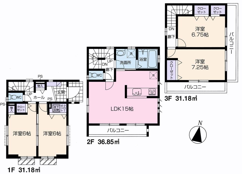 Floor plan. 39,800,000 yen, 4LDK, Land area 77.27 sq m , Building area 99.21 sq m