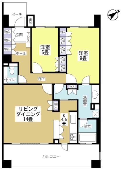 Floor plan. 2LDK, Price 39,800,000 yen, Occupied area 85.85 sq m , Balcony area 17 sq m spacious welcoming floor plan.