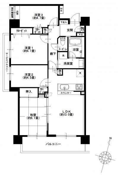 Floor plan. 4LDK, Price 32,900,000 yen, Occupied area 76.07 sq m , Balcony area 12.03 sq m