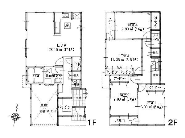 Floor plan. 49,800,000 yen, 4LDK, Land area 101.94 sq m , Building area 116.13 sq m floor plan