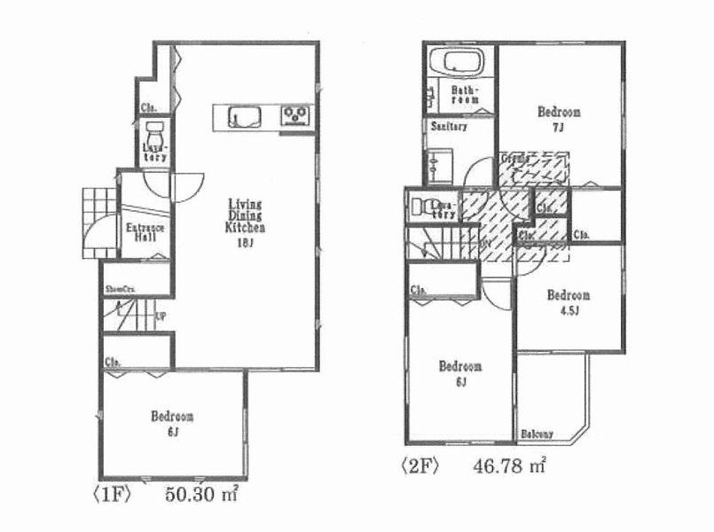 Floor plan. 44 million yen, 4LDK, Land area 87.79 sq m , Building area 115 sq m