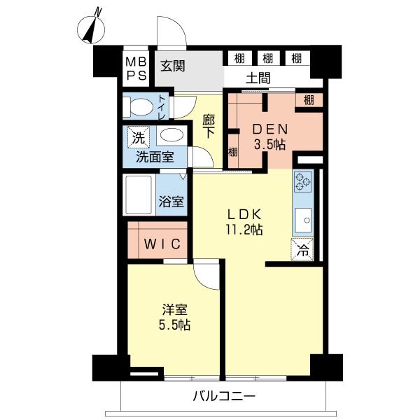 Floor plan. 1LDK, Price 25,950,000 yen, Footprint 49.9 sq m , Balcony area 5.4 sq m