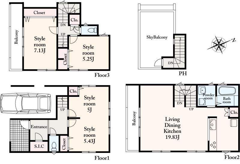 Floor plan. 46,800,000 yen, 3LDK, Land area 72.94 sq m , Building area 120.23 sq m