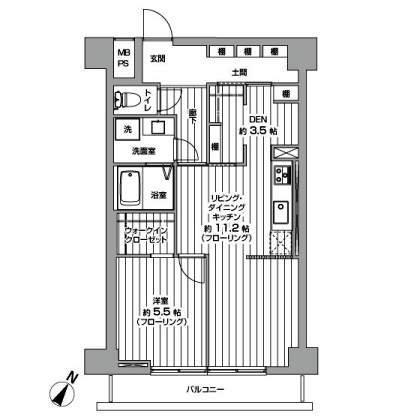 Floor plan. 1LDK, Price 25,950,000 yen, Footprint 49.9 sq m , Balcony area 5.4 sq m