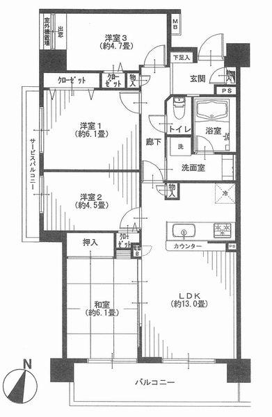 Floor plan. 4LDK, Price 32,900,000 yen, Occupied area 76.07 sq m , Balcony area 12.03 sq m