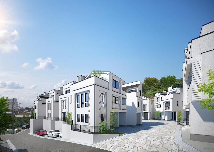 Rendering (appearance). Stylish streets nestled in a quiet residential area, All are 21 buildings of new construction condominiums.