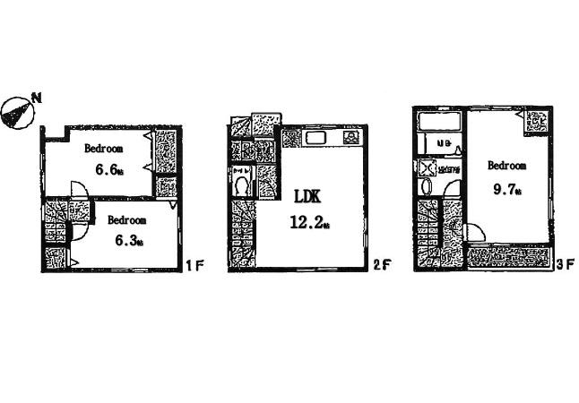 Floor plan. (B Building), Price 29,800,000 yen, 3LDK, Land area 55.23 sq m , Building area 81.24 sq m