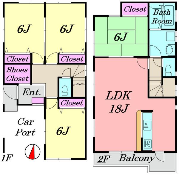 Floor plan. 49,800,000 yen, 4LDK, Land area 100.03 sq m , Building area 111.37 sq m