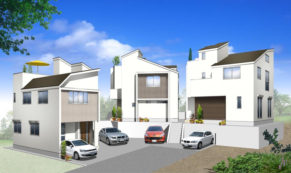 Rendering (appearance). The building will be completed in Perth 2-story 4LDK All nine buildings of the site in the appearance was LDK20 pledge beyond based on white is wrapped in a bright atmosphere !!