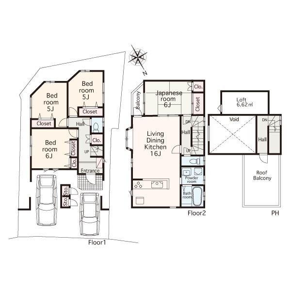 Floor plan. 54,800,000 yen, 4LDK, Land area 95.37 sq m , Building area 114.27 sq m
