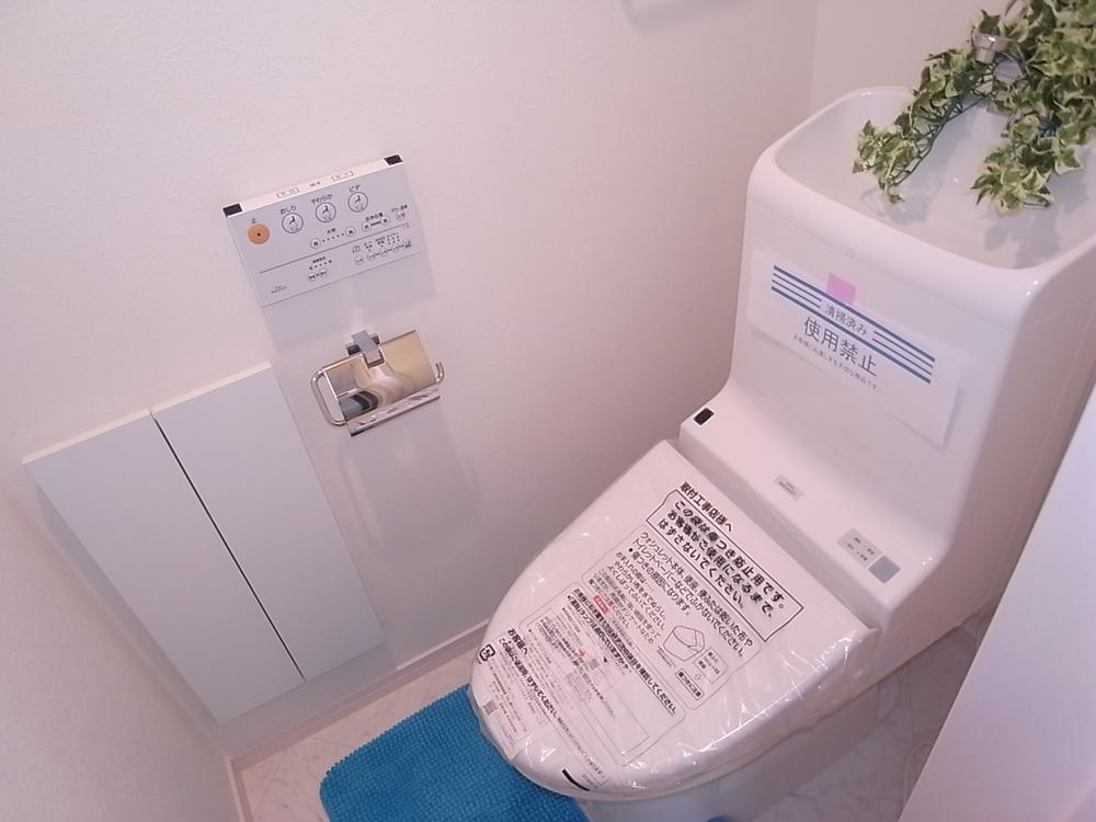 Toilet. Warm water cleaning toilet seat with toilet. Toilet is also clean with storage!