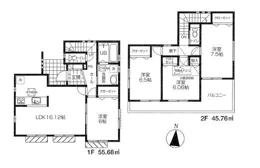 Floor plan. 38,800,000 yen, 4LDK, Land area 132.33 sq m , Building area 101.44 sq m