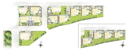 The entire compartment Figure. Decorate the "Yokohama Azuma field," the final chapter of the stage, Close to the city ward park, 10 compartments blessed with green moisture. And conveniently close to the elementary school, 4 compartment for families. (Section view)