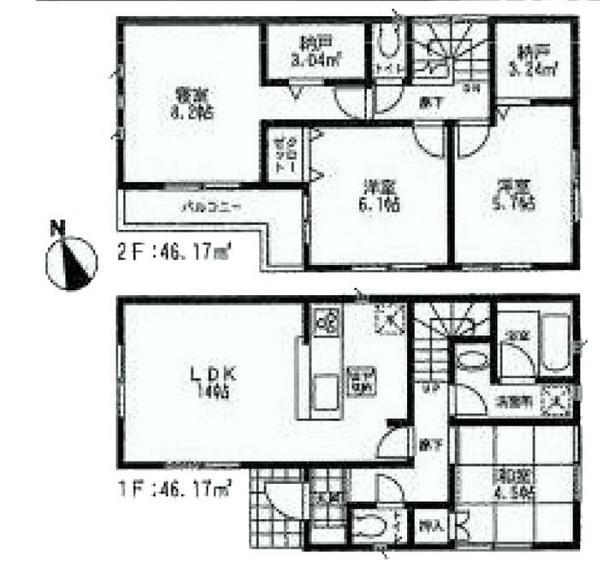 Floor plan. 29,800,000 yen, 4LDK, Land area 104.63 sq m , Building area 92.34 sq m