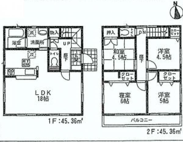 Floor plan. 29,800,000 yen, 4LDK, Land area 185 sq m , Building area 90.72 sq m