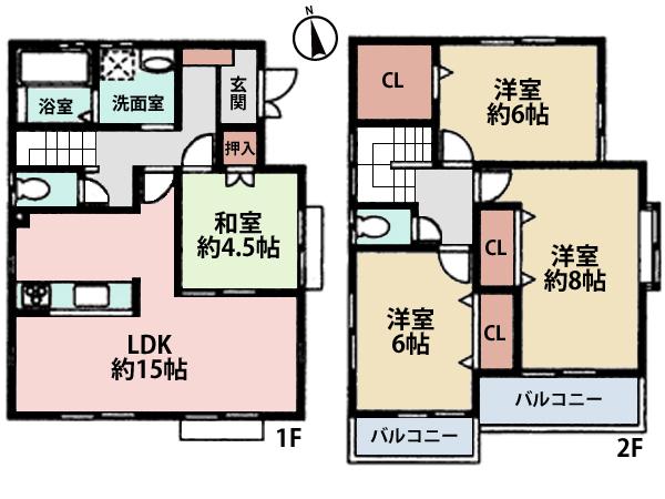 Floor plan. (25 Building), Price 34,800,000 yen, 4LDK, Land area 126.7 sq m , Building area 96.05 sq m