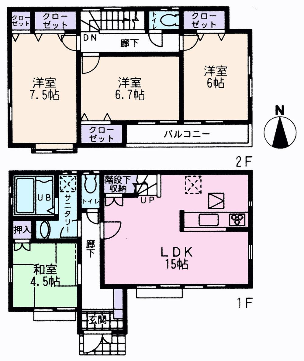 Floor plan. (13 Building), Price 37,800,000 yen, 4LDK, Land area 125.47 sq m , Building area 96.05 sq m