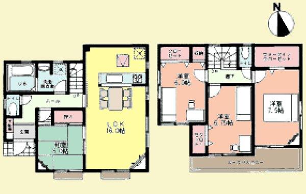 Floor plan. (1 Building), Price 31,800,000 yen, 4LDK, Land area 132.14 sq m , Building area 99.78 sq m