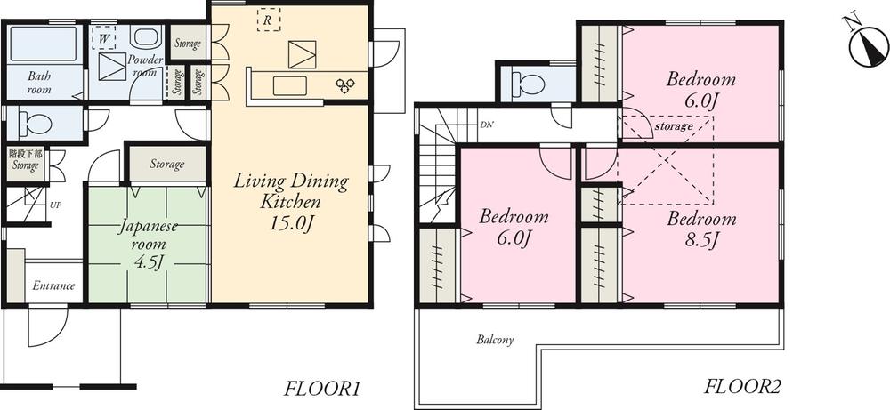 Floor plan. (Building 2), Price 33,800,000 yen, 4LDK, Land area 162.19 sq m , Building area 101.85 sq m