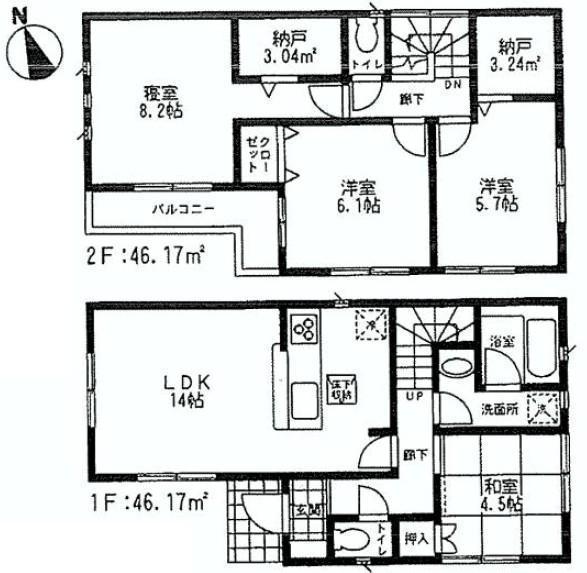 Floor plan. 29,800,000 yen, 4LDK, Land area 104.63 sq m , Building area 92.34 sq m