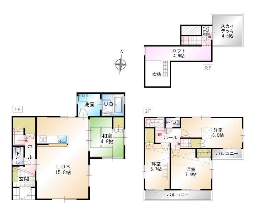 Floor plan. (B Building), Price 43,800,000 yen, 4LDK, Land area 125.1 sq m , Building area 99.78 sq m