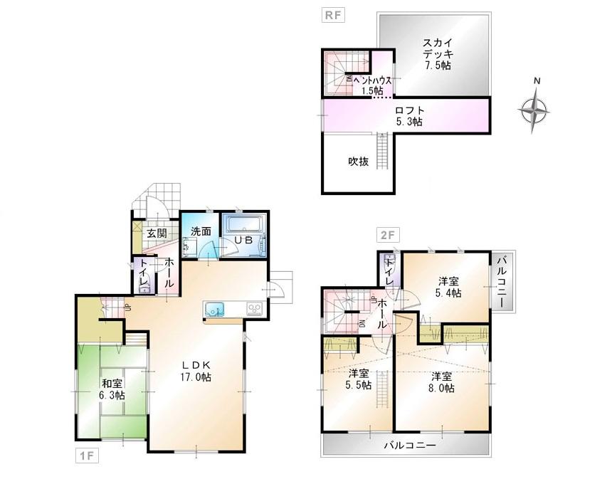 Floor plan. (C Building), Price 43,800,000 yen, 4LDK, Land area 125.1 sq m , Building area 98.66 sq m