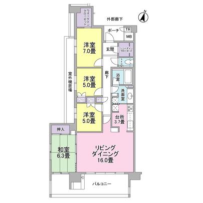 Floor plan. Southwest Corner Room This floor plan type of 4LDK type