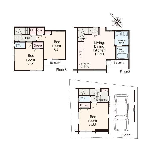 Floor plan. 25,800,000 yen, 3LDK, Land area 45.7 sq m , Building area 84.25 sq m