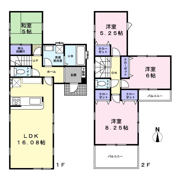 Floor plan. (1 Building), Price 38,800,000 yen, 4LDK, Land area 136.29 sq m , Building area 89.42 sq m